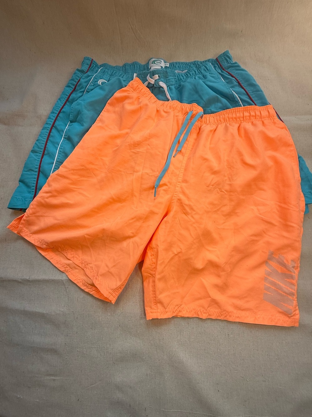 Bundle 2 Nike & Teal Cove Men XXL Swim Trunks 9 Inseam Mesh Lining Blue Orange